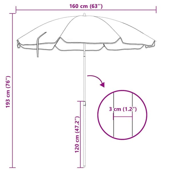 Trädgårdsparasoll med stålstång sand 180 cm
