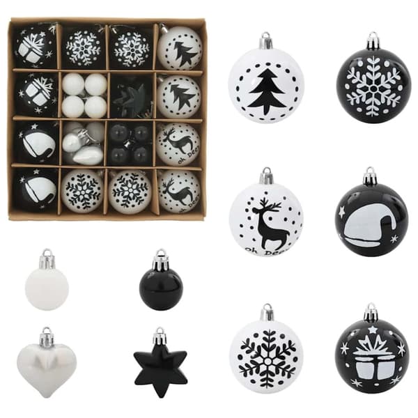 Julprydnad Set 40 pcs Svart och Vitt Plast