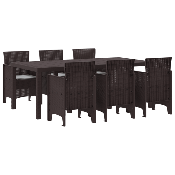 Trädgårdsmöbelset 7 pcs Brun Polypropylen