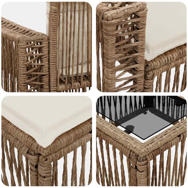 Trädgårdsoffset 7 pcs Beige och krämvit konstrotting