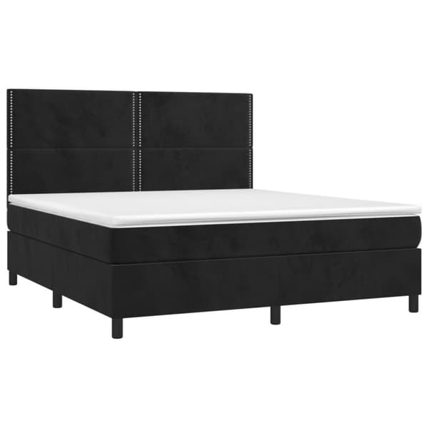 Ramsäng med madrass svart 180x200 cm sammet