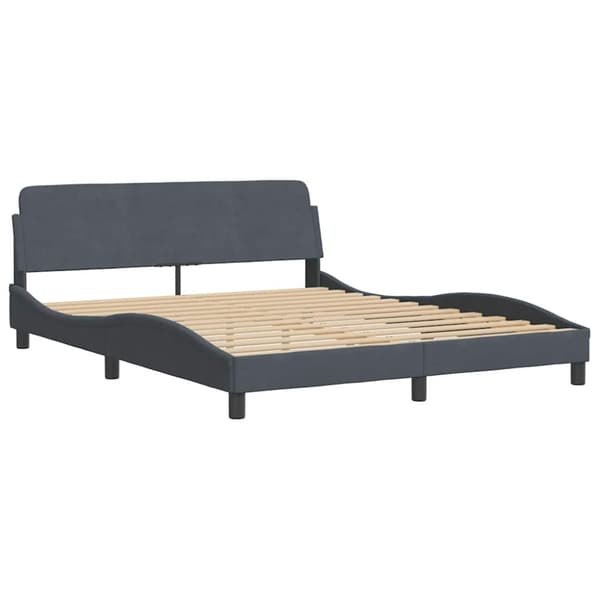 Bed Frame "Dover" Dark Grey 152x203 cm Velvet