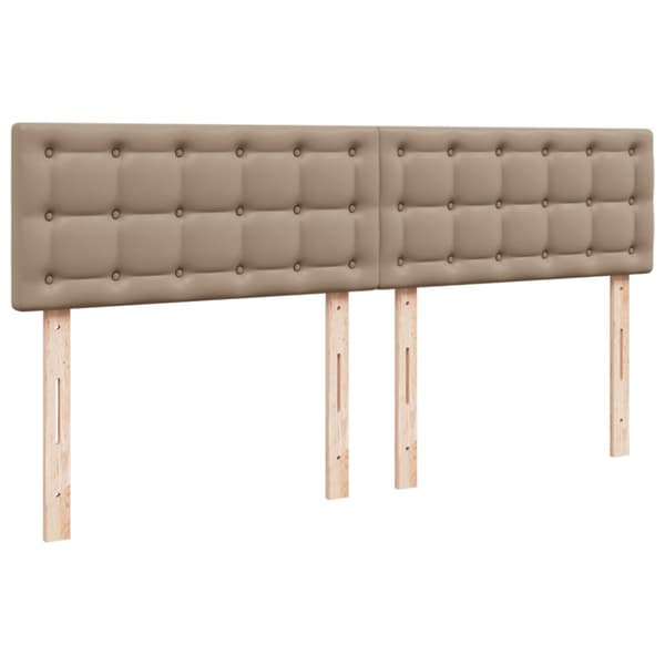 Ramsäng med bäddmadrass cappuccino 200x200 cm konstläder