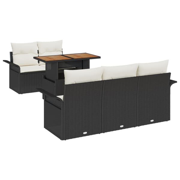 Trädgårdsoffset med lagring 6 pcs Svart Poly rattan