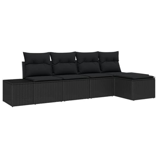 Trädgårdsoffset med kudde 5 pcs Svart konstrotting