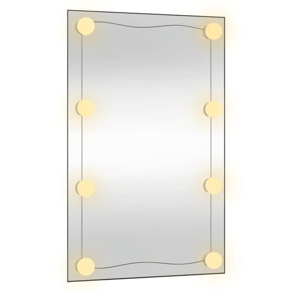 Väggspegel med LED-belysning 50x80 cm glas rektangulär