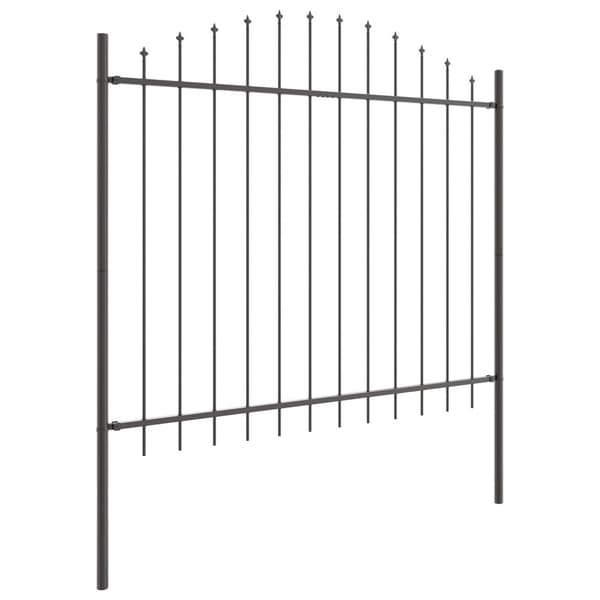Trädgårdsstängsel 5 pcs Grå 170 x 165 cm Pulverlackerat stål