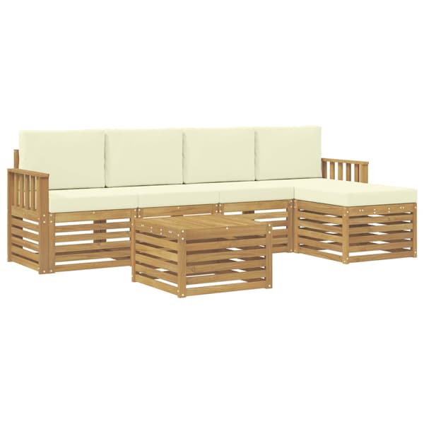 Utomhussoffset 6 pcs Vit och grädde 59 x 59 x 37 cm Polyester