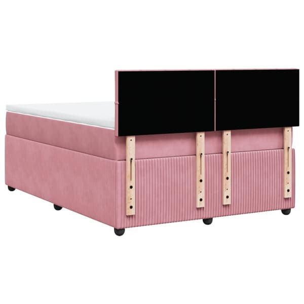 Ramsäng med madrass rosa 160x200 cm sammet