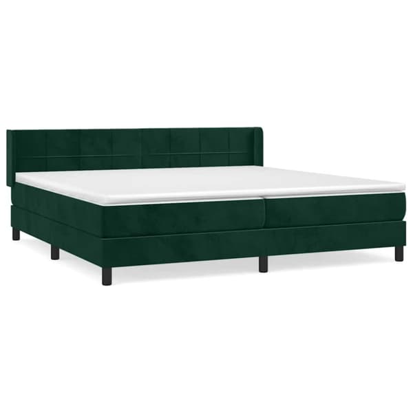 Ramsäng med madrass mörkgrön 200x200 cm sammet