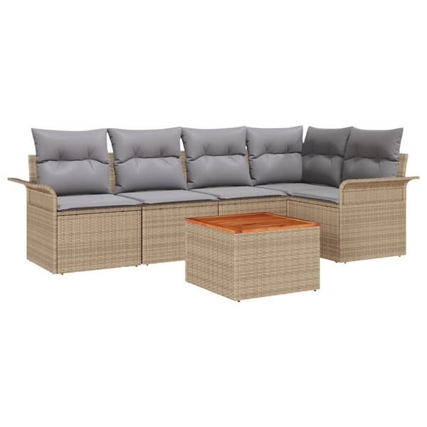Trädgårdsoffset 6 pcs Beige och Ljusgrå konstrotting