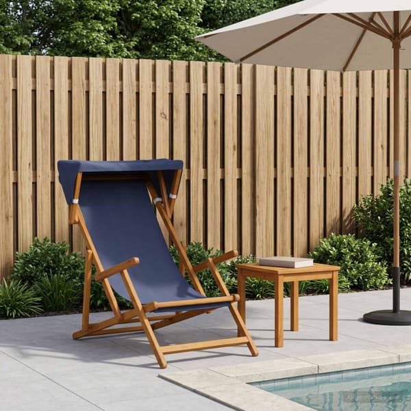 Deck Chair 3 Position Massiv Eukalyptus Trä Blå