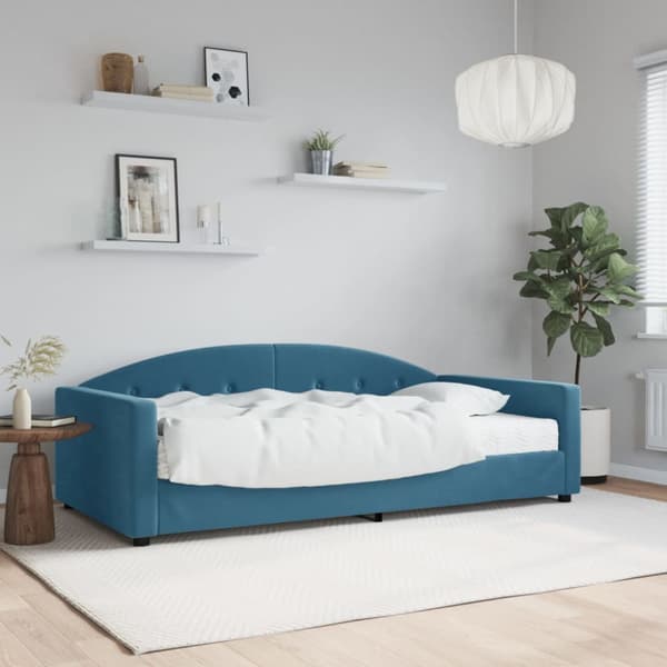 Dagbädd med madrass blå 100x200 cm sammet