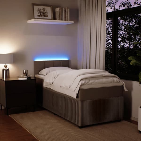 Ramsäng med madrass ljusgrå 90x200 cm sammet