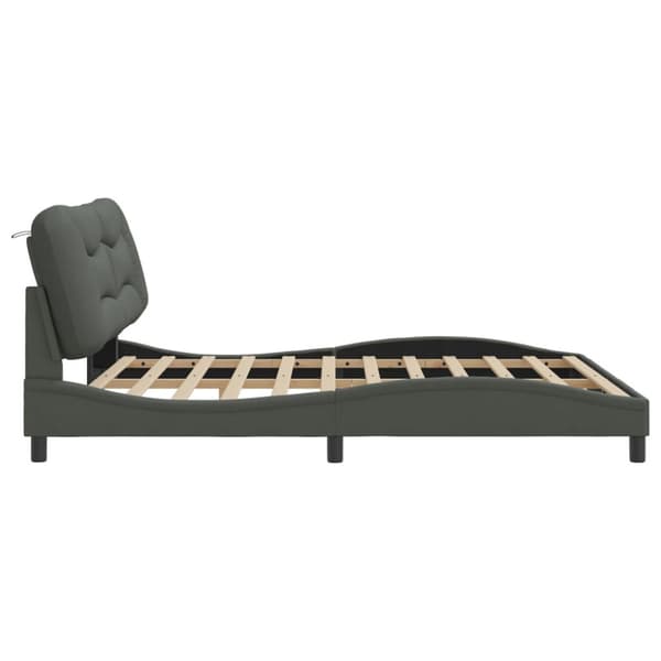 Bed Frame without Mattress "Hvar" Dark Grey 180x200 cm Fabric