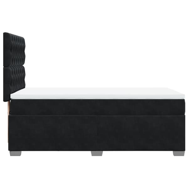 Ramsäng med madrass svart 90x190 cm sammet