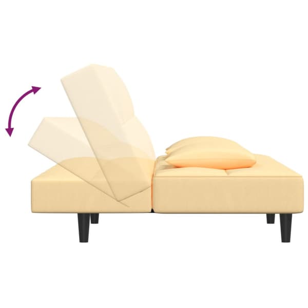 Bäddsoffa 2-sits med två kuddar gräddvit sammet