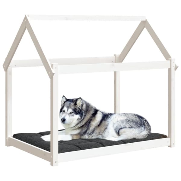 Hundbädd vit 111x80x100 cm massiv furu