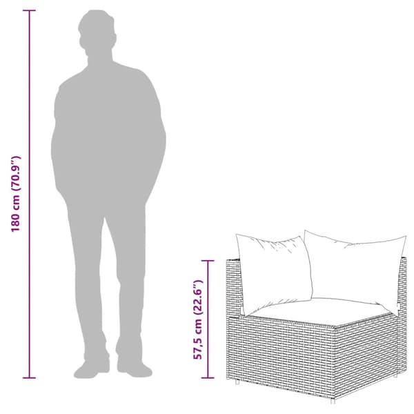 Loungegrupp med dynor 3 delar konstrottning grå