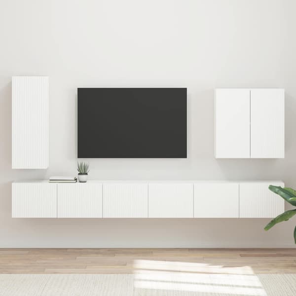 TV väggskåp set Väggmonterad 6 pcs Vit