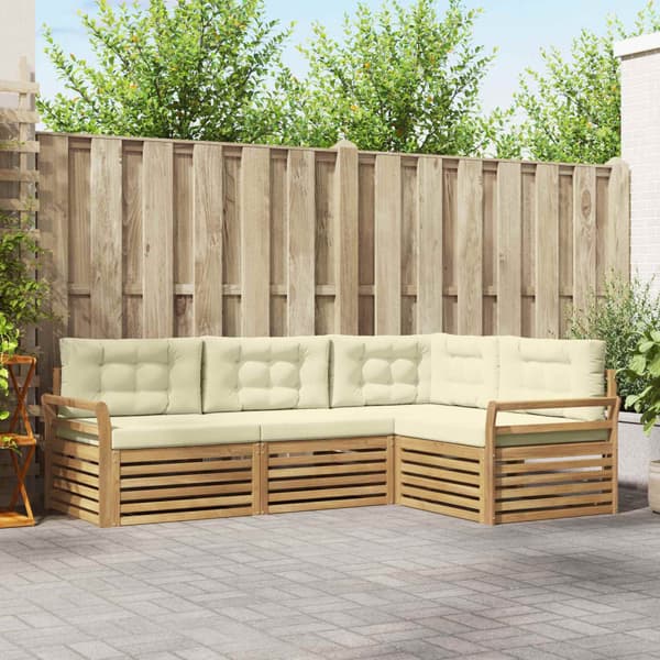 Utomhussoffset 4 pcs Vit och grädde 250 x 170,5 x 73 cm
