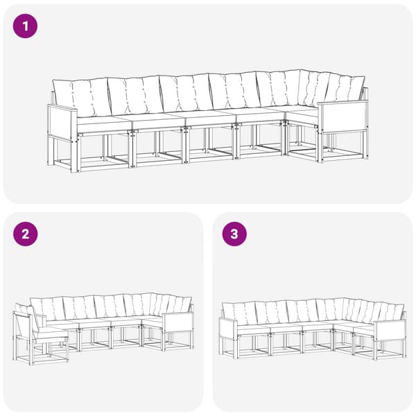 Utomhussoffset med kudde 6 pcs Naturlig och svart