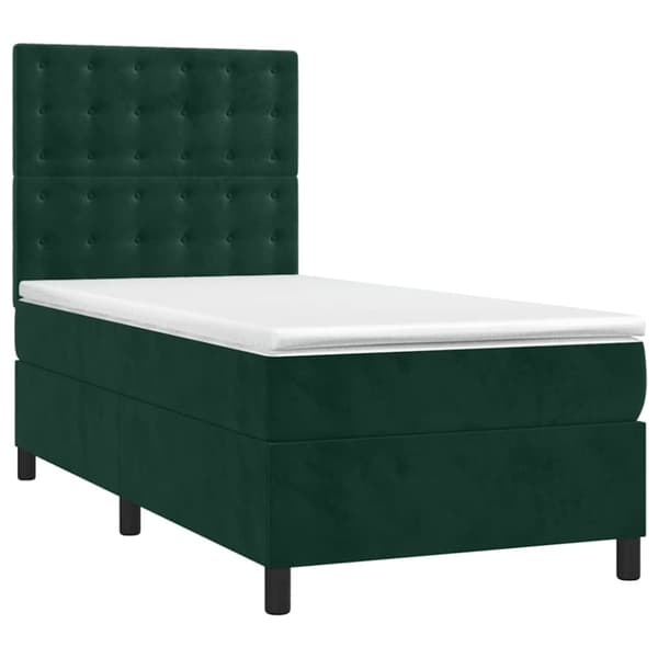 Ramsäng med madrass mörkgrön 90x200 cm sammet