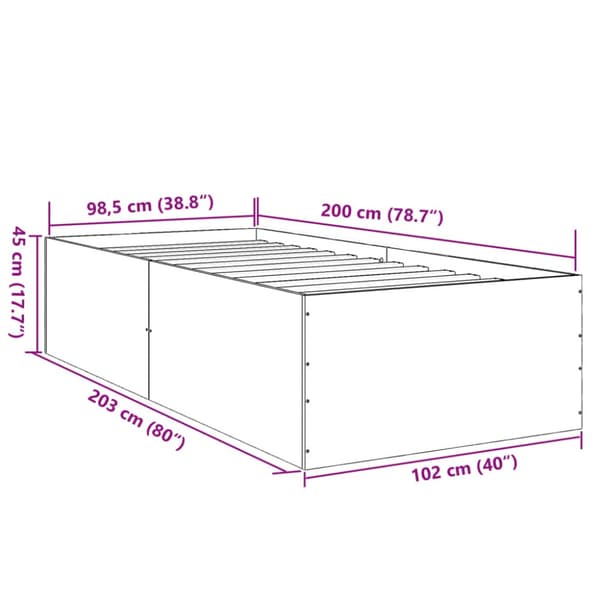 Sängram vit 100x200 cm konstruerad trä