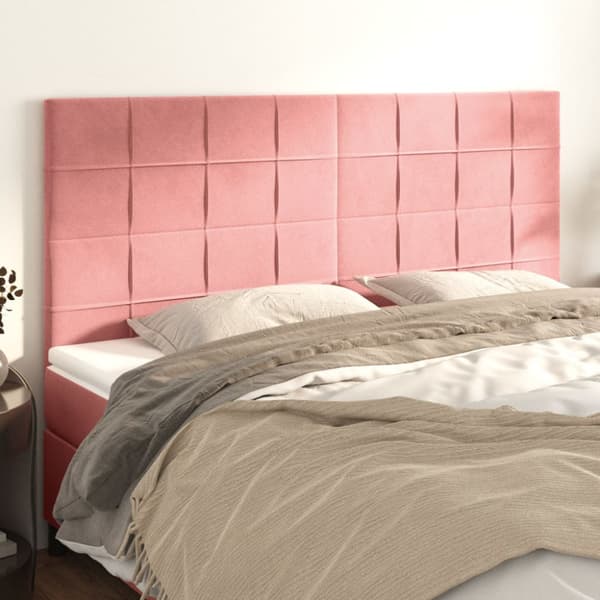 Sänggavel rosa 160x5x118/128 cm sammet