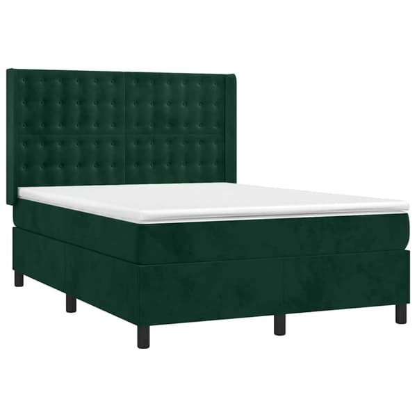 Ramsäng med madrass mörkgrön 140x190 cm sammet