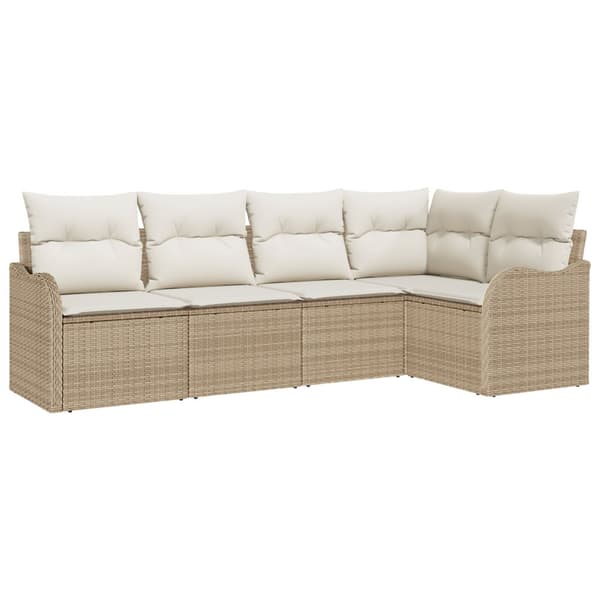 Trädgårdsoffset med lagring 5 pcs Beige konstrotting