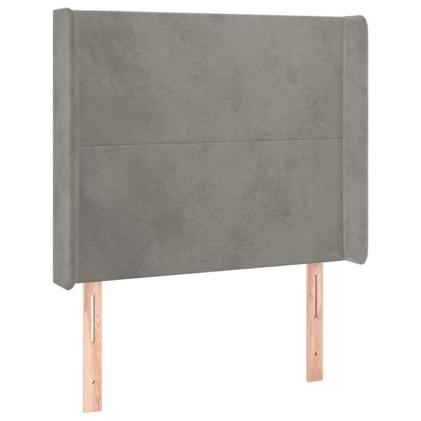 Ramsäng med madrass & LED ljusgrå 90x190 cm sammet