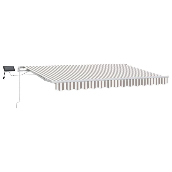 Utdragbar markis Ljusgrå och vit. 600 × 350 cm