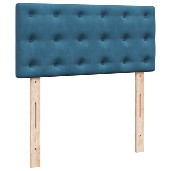 Ramsäng med madrass blå 90x190 cm sammet