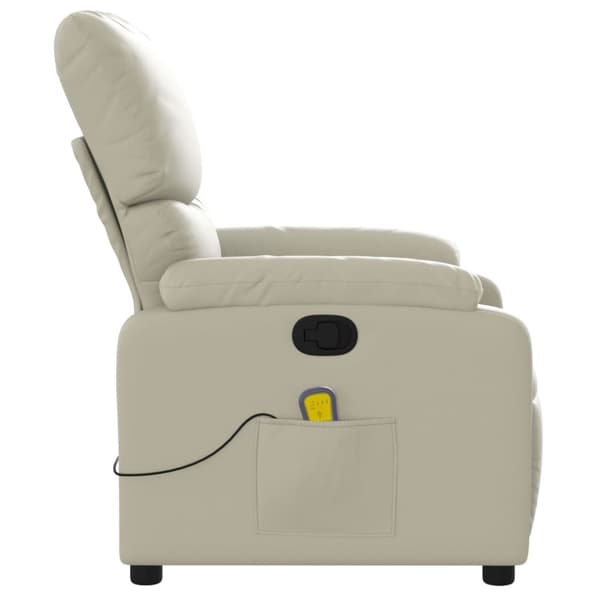 Massagefåtölj gräddvit konstläder