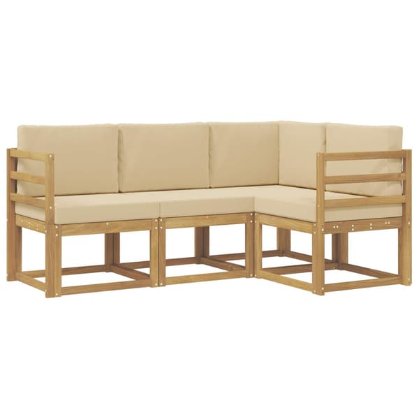 Utomhussoffset med kudde 4 pcs Vit och Beige