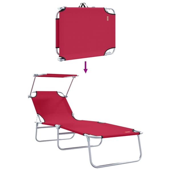 Solstol 2 pcs Röd 58 x 188 x 77cm Polyester