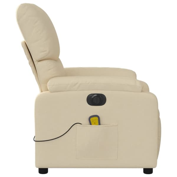 Elektrisk massagefåtölj gräddvit tyg