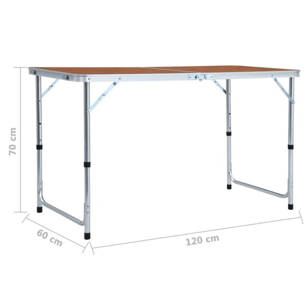 Hopfällbart campingbord aluminium 120x60 cm