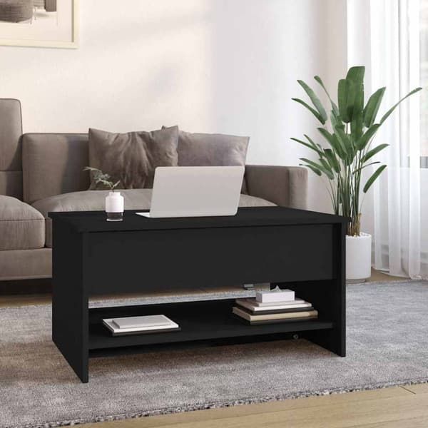 Soffbord svart 80x50x40 cm konstruerat trä