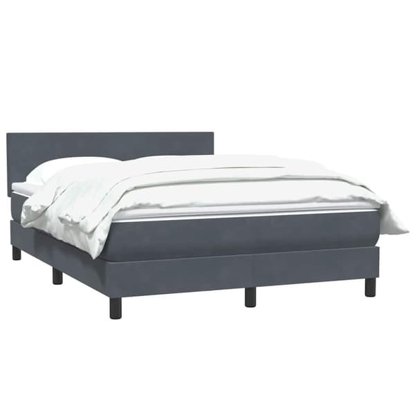 Ramsäng med madrass mörkgrå 160x210 cm sammet