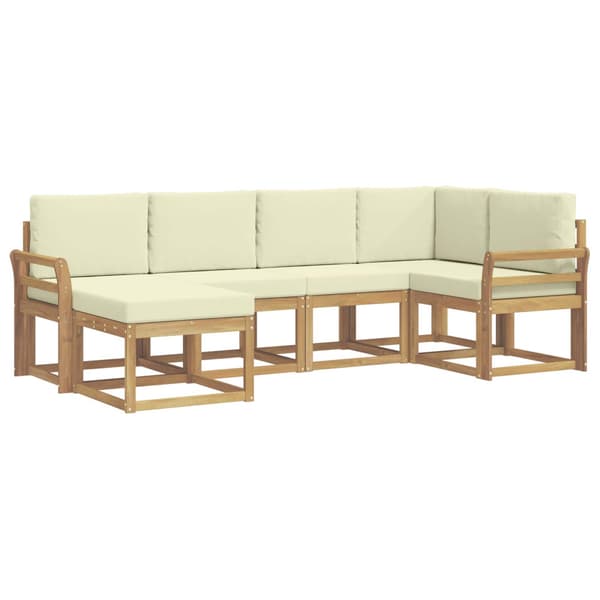 Utomhussoffset med kudde 6 pcs Vit och grädde Polyester