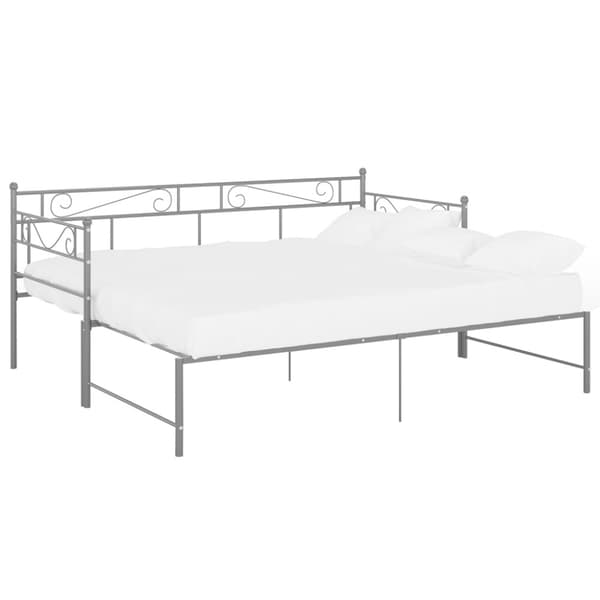 Utdragbar sängram bäddsoffa grå metall 90x200 cm