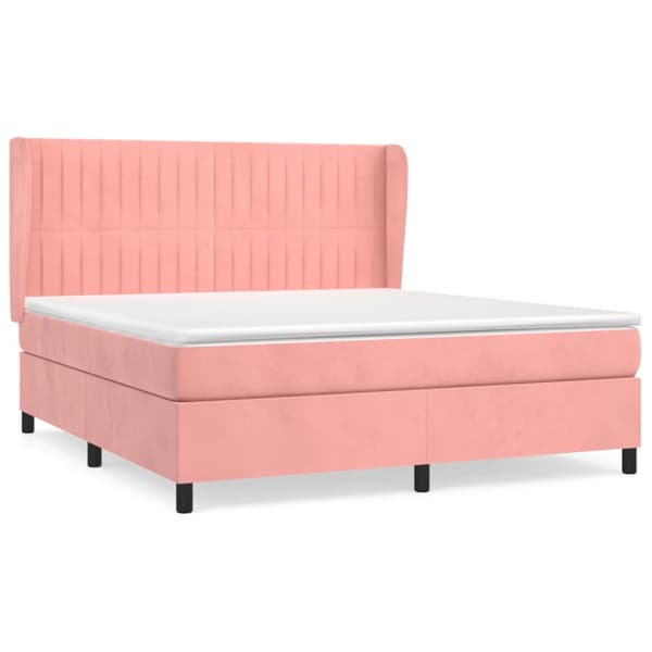 Ramsäng med madrass rosa 160x200 cm sammet