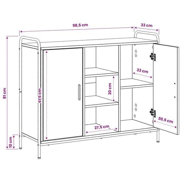 Sideboard Artisan-ek 97 x 33 x 81 cm Konstruerat trä