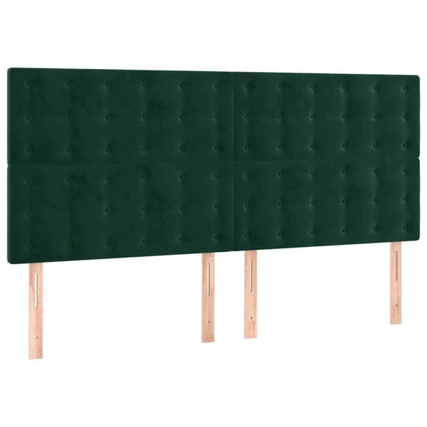 Sänggavel LED mörkgrön 160x5x118/128 cm sammet