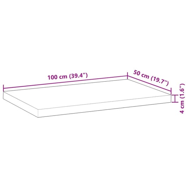 Bordsskiva rektangulär 100x50x4 cm massivt akaciaträ