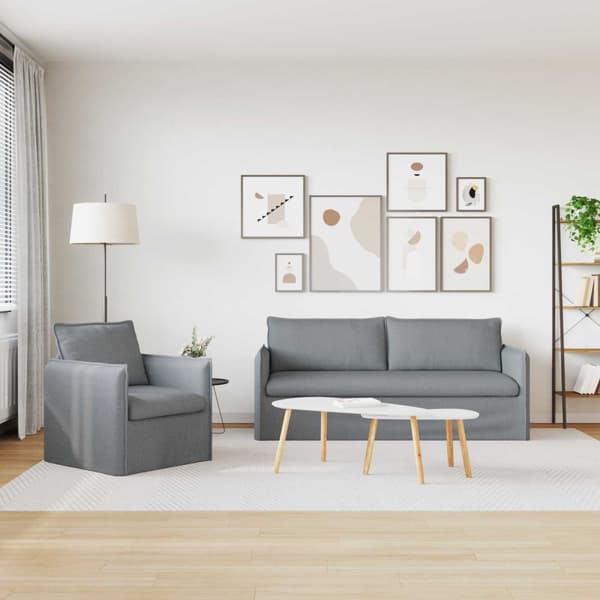 Soffset 2 pcs Ljusgrå 196 x 82 x 85 cm Tyg