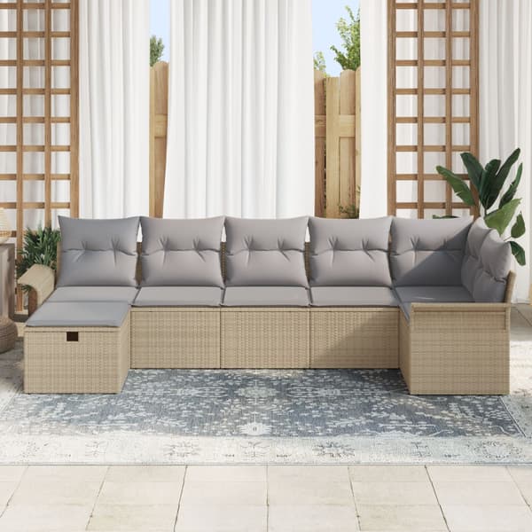 Trädgårdsoffset 7 st Beige och Ljusgrå konstrotting