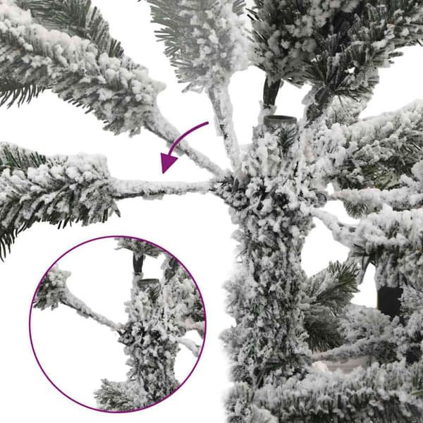 Konstgjord Vikbar Julgran Snö Flocked med stativ Vit 210 cm
